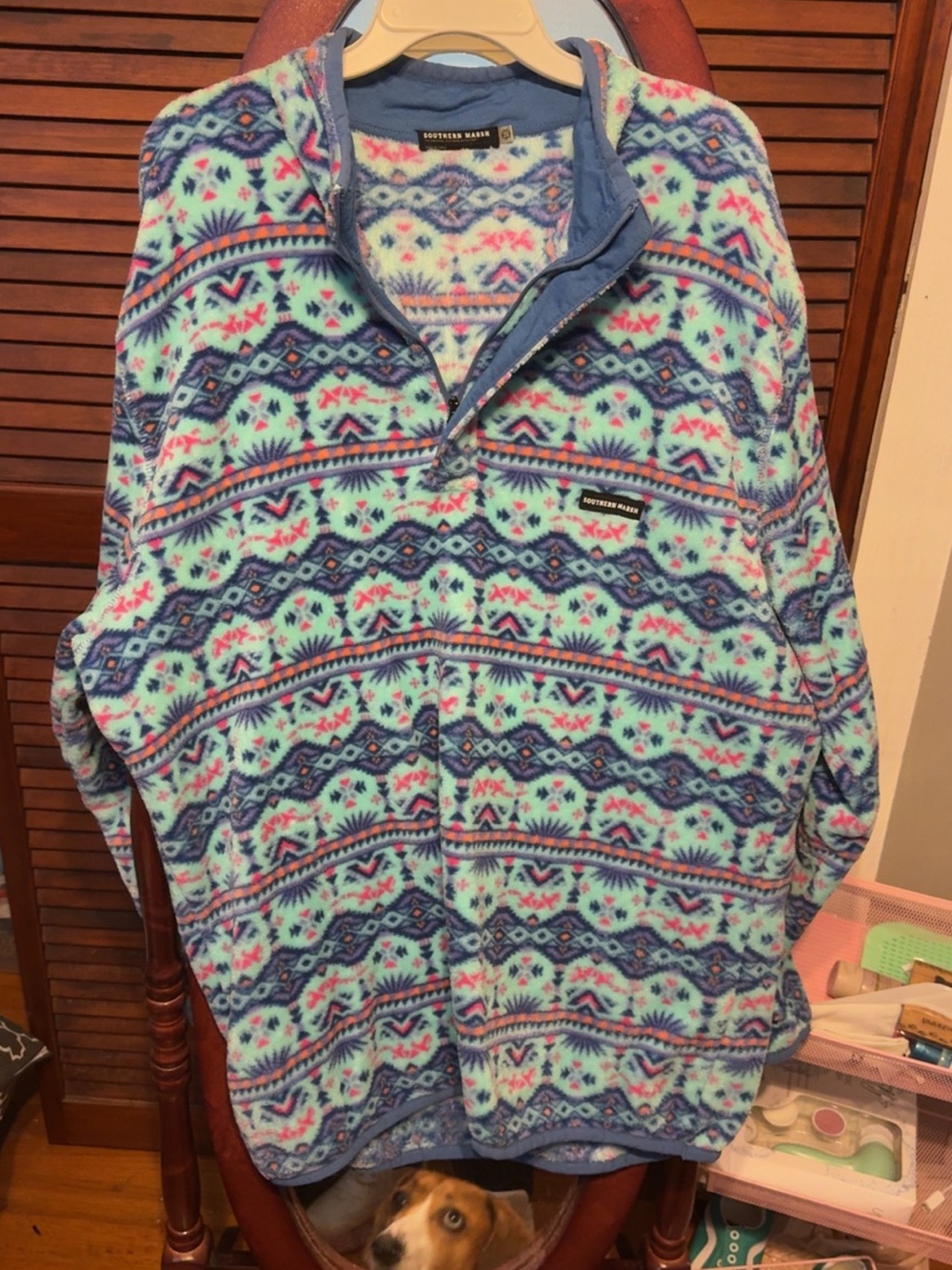 Southern Marsh Light Blue Patterned Quarter-Zip Fleece Pullover
